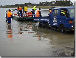 Launching the Little 
  Pearl (always entertaining). Too many chiefs and not enough indians often made 
  for some chaotic launches and retrievals and the odd harsh word...